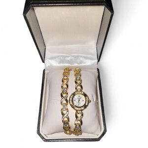 Vintage Vivani Gold Bracelet Watch with Diamonds